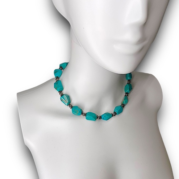 BRASS AND TURQUOISE NECKLACE